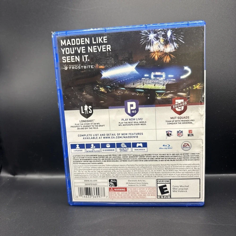 Madden NFL 18 PS4 PlayStation 4 Tested Working w/ Case Insert Tom Brady